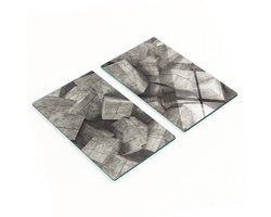 Decoratieve glazen snij- en serveerplanken van beton, kubusvormig, 2x30x52 cm