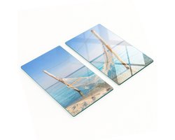 Decoratieve glazen snijplanken voor in de keuken, hangmat aan zee, 2x30x52 cm