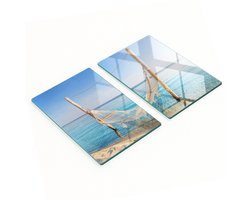 Decoratieve glazen snijplanken voor in de keuken, hangmat aan zee, 2x40x52 cm