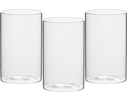 Decoratieve glazen vazen voor tafels - 3 stuks, 15 cm, Cilinders voor kaarsen en bloemen