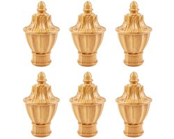 Decoratieve Gordijnroede Eindstukken - Houtpatroon Trofeevorm - Geschikt voor 25-28 mm Roden - 2 Stuks - Kunststof