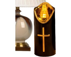 Decoratieve Grafsteen - Herdenkingslicht - Sfeer Creëren - Vlamloos LED - 58 x 66 cm - Zwart