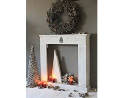 Decoratieve Haard - Schoorsteenmantel Hout - Woonkamer Sfeer - Volledig Gemonteerd - 95 x 95 cm - Antiek Wit