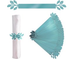 Decoratieve Handdoek Gesp - Blad Servetringen 50 Stuks in Spiegel Groen-Blauw - Ideaal voor Bruiloft - Papieren Servethouder van Reflecterend Materiaal