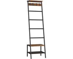 Decoratieve Handdoekenladder met 4 Niveaus, Giraffe Vorm, Metalen Frame in Industrieel Vintage Bruin en Zwart voor Woonkamer en Slaapkamer met Haken