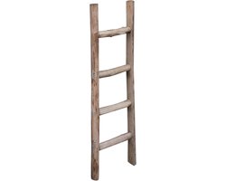 Decoratieve Handdoekenladder voor Badkamer en Woonruimte - Houten Wandladder met Metalen Accenten