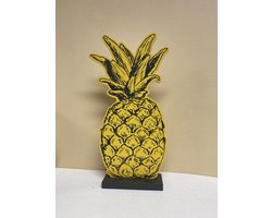 Decoratieve houten Ananas op standaard - hoogte 31x15x5cm - Raamornament - Woonaccessoires