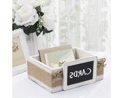 Decoratieve Houten Doos - Gastencadeau Krat - Feestelijke Opslag - Met Krijtbord Label - 27 x 21 x 12 cm