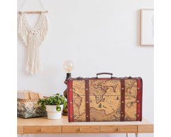 Decoratieve houten kist schatkist voor thuis en op reis - Vintage retro design met handvat - Decoratieve opbergbox - Klassieke houten koffer met slot