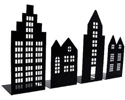 Decoratieve huizen van metaal - Set van 4 voor huisdecoratie en meer