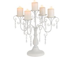 Decoratieve Kaarshouder Zuil - Witte Metalen Kandelaar Voor Bruiloftsreceptie - Kerstmis Pasen - 5 Armen