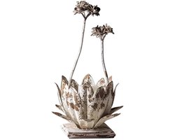 Decoratieve Kandelaars - Metalen Kaarshouder - Sfeervol Interieur - Vintage Bloemendesign - 20x20x33cm - Antiek
