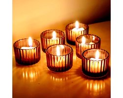 Decoratieve Kandelaars - Theelichthouders Glas - Sfeer Creëren - Set van 24 stuks - 5 x 36 cm - Bruin