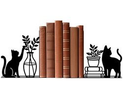 Decoratieve kattenboekensteun - Metalen boekensteun - Geschikt voor boekenplanken - Leuke moderne boekensteun in de vorm van een kat - Perfect voor boekenplanken, als decoratie op het bureau in huis, en voor kattenliefhebbers en leesfanaten.
