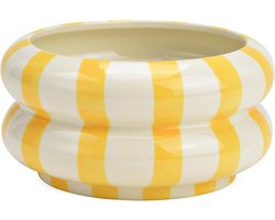 Decoratieve Keramische Schaal met Kleurrijke Strepen - Modern Woonaccessoire