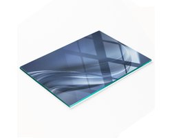 Decoratieve keukensnijplank van gehard glas met grijze golfprint, 80x52 cm