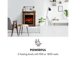 Decoratieve Klarstein-haard met LED-vlammen, elektrische haard met verwarming, 1800W elektrische haard, energiezuinige elektrische haard, wandhaard met afstandsbediening en timer, elektrische haarden met polystone behuizing