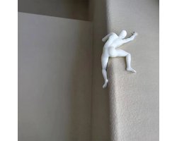 Decoratieve Klimmende Man Beeld - Moderne Kunst Wanddecoratie - 3D Muurbeeld - Mens