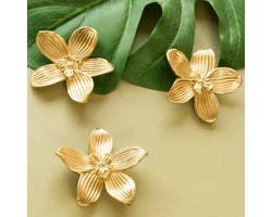 Decoratieve knoppen met bloemmotief - 4-delige set - Meubelgrepen met één gat - Woondecoratie - Accessoires van zinklegering - Geschikt voor kasten, kaptafels, lades en kledingkasten