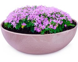 Decoratieve Kom - Bloemenbak Tafeldecoratie - Buiten Decoreren - Weerbestendig Kunststof - 25 x 9 cm - Oudroze Marmer