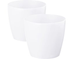 Decoratieve kunststof bloempotten set van 2, groot 30 cm, ideaal voor kruiden en kamerplanten
