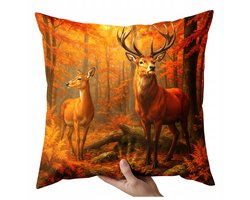 Decoratieve Kussenhoes 40x40 cm - Herfst Design met Herten & Bos