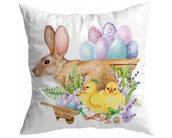 Decoratieve Kussenhoes 40x40cm - Paashaas - Sublimatie Print