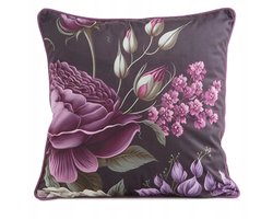 Decoratieve Kussenhoes 45x45cm Fluweel Paars Groen Bloemendessin