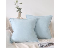 Decoratieve kussenhoes - Premium kwaliteit - set van 2 - lichtblauw