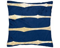 Decoratieve Kussenhoes Tala Fluweel 40x40 cm - Blauw met Gouden Print