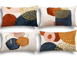 Decoratieve Kussenhoezen 30x50 cm Set van 4, Linnen Boho-Stijl voor Woonkamer, Slaapkamer en Tuin