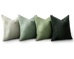 Decoratieve Kussenhoezen - 4 Stuks - Sierkussenhoezen - Zacht Corduroy Fluweel - Woondecoratie - Exclusief binnenkussens - Kussenhoes voor Slaapkamer of Woonkamer - 45x45 cm