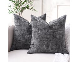 Decoratieve Kussenhoezen 40 x 40 cm, Grijze Corduroy Kussens, Aesthetische en Boho Kussens voor de Woonkamer