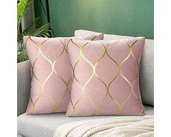 Decoratieve Kussenhoezen 45x45 cm Set van 2 Roze Fluweel voor Woonkamer en Slaapkamer