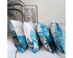 Decoratieve kussenhoezen - Abstract bergpatroon - 4 stuks - Katoen - 45 x 45 cm