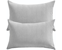 Decoratieve Kussenhoezen - Chenille Kussenslopen - Woonkamer Decoratie - Zachte Visgraat Stof - 30x60 cm Set van 2 - Lichtgrijs
