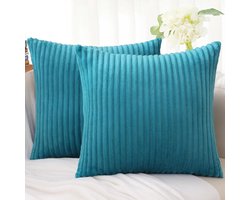 Decoratieve Kussenhoezen - Pluche Kussens - Woonkamer Decoratie - Dubbelzijdig Flanel - 45x45 cm - Groenblauw