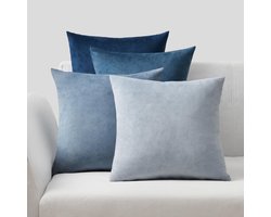 Decoratieve kussenhoezen - set van 4 - kleurverloop - 60 x 60 cm - microvezelfluweel