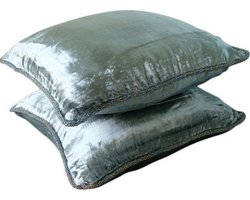 Decoratieve Kussenhoezen - Sierkussenhoezen Fluweel - Woonkamer Decoratie - 100% Handgemaakt - 50 x 50 cm - Zilver
