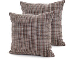 Decoratieve Kussens - Kussenhoezen Set - Woonkamer Decoratie - Wolkarakter Tartan - 45x45 cm - Bruin