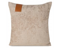 Decoratieve Kussensloop 45x45 cm Beige met Leren Inzet
