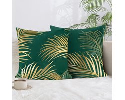 Decoratieve Kussenslopen 40 x 40 cm met Gouden Folieprint - Zachte Velours Kussenhoezen voor Bank en Slaapkamer - Set van 2 voor Thuis en Tuin Decoratie