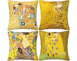 Decoratieve Kussenslopen Set van 4 - Schilderij The Kiss - 45x45 cm