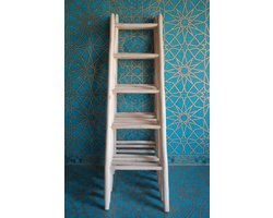 Decoratieve ladder - Handgemaakt hout - Interieur styling - 5 treden - 160 cm hoog - Natuurlijk