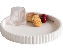 Decoratieve Lade Beton - Tafeldecoratie Dienblad - Centrumstuk Presentatie - Gegroefd Textuur Ontwerp - 28x28x8 cm - Beton Wit
