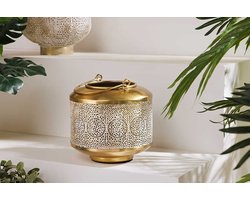 Decoratieve lantaarn ORIENT 20cm goud metaal met patina handgemaakte lantaarn - 43825