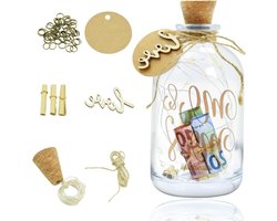 Decoratieve LED-flesverlichting (Mr. & Mrs.) met kurk - Verjaardag, spaarpot, spaarvarken, bruiloft, Kerstmis - Gepersonaliseerd cadeau (transparant)
