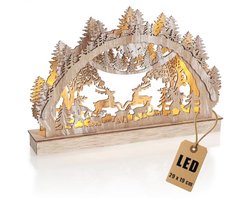 Decoratieve LED Houten Lichtboog – 29 x 19 cm – Kerstversiering voor Vensterbank en Tafel