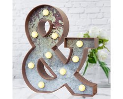 Decoratieve Letterlamp - Verlichte Tekens - Feestelijke Sfeer - Ijzeren Effect - Medium Formaat - Roestkleurig