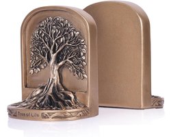 Decoratieve Levensboom Boekensteunen Set - Antieke Bronzen Kleur, Zware Antislip Boekensteunen voor Bureau en Boekenkast